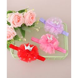 Babyhug Free Size Headbands Floral & Crown  Applique  Pack of 3- Multicolor