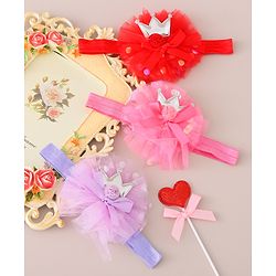 Babyhug Free Size Headbands Floral & Crown  Applique  Pack of 3- Multicolor