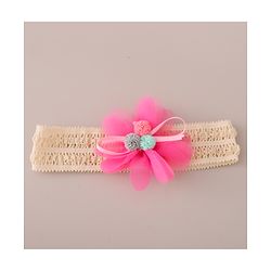 Babyhug Headbands with Floral Applique Free Size Pack of 2 - Orange & Dark Pink