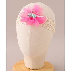 Babyhug Headbands with Floral Applique Free Size Pack of 2 - Orange & Dark Pink