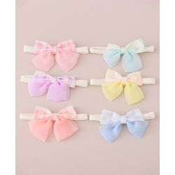 Babyhug Headbands with Bow Applique Free Size Pack of 6 - Multicolor