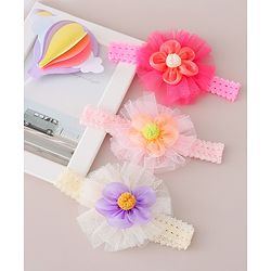 Babyhug Free Size Headbands Floral Applique Pack of 3 - Multicolor