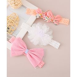 Babyhug Free Size Headbands With Bow & Floral Applique Pack of 3 - Multicolor