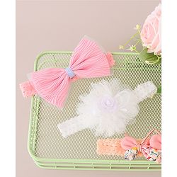 Babyhug Free Size Headbands With Bow & Floral Applique Pack of 3 - Multicolor