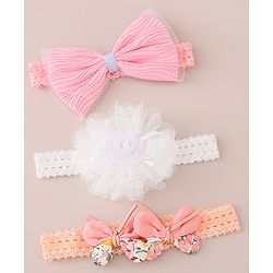 Babyhug Free Size Headbands With Bow & Floral Applique Pack of 3 - Multicolor