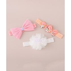 Babyhug Free Size Headbands With Bow & Floral Applique Pack of 3 - Multicolor