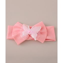 Babyhug Free Size Headbands With Bow & Butterfly Applique Pack of 2-  Pink & White