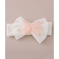 Babyhug Free Size Headbands With Bow & Butterfly Applique Pack of 2-  Pink & White
