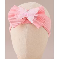 Babyhug Free Size Headbands With Bow & Butterfly Applique Pack of 2-  Pink & White