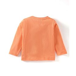 Babyhug Cotton Knit Full Sleeves Striped & Bear Printed Night Suit - Orange