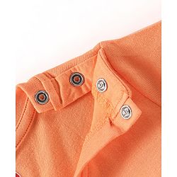 Babyhug Cotton Knit Full Sleeves Striped & Bear Printed Night Suit - Orange
