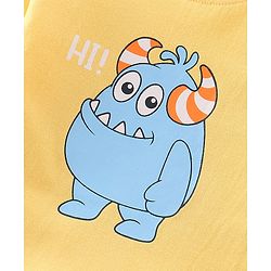 Babyhug Cotton Knit Full Sleeves Cartoon Printed Night Suit - Yellow
