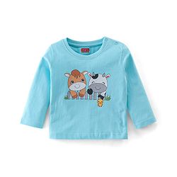 Babyhug Cotton Knit Full Sleeves Cow Printed Night Suit - Blue