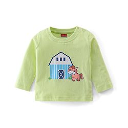 Babyhug Cotton Knit Full Sleeves Horse Printed Night Suit - Green