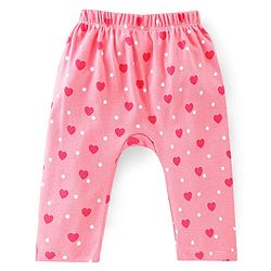 Babyhug Cotton Full Length Diaper Pants Dotted & Floral Print Pack Of 3 - Pink Purple & Yellow