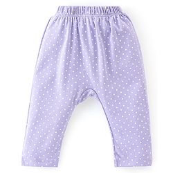 Babyhug Cotton Full Length Diaper Pants Dotted & Floral Print Pack Of 3 - Pink Purple & Yellow