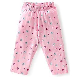 Babyhug Cotton Knit Full Sleeves Night Suit With Swan Print - Pink & Red
