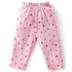 Babyhug Cotton Knit Full Sleeves Night Suit With Swan Print - Pink & Red