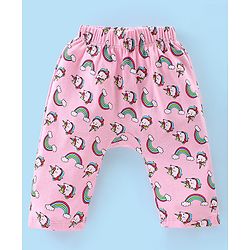 Babyhug Full Length Diaper Leggings Pack of 3 Unicorn Printed - Pink & Yellow