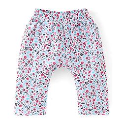 Babyhug Cotton Knit Full Length Diaper Pants Striped & Floral Print Pack Of 3 - Multicolour