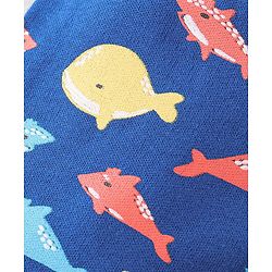 Babyhug Cotton Knit Full Length Diaper Pants Fish Print - Multicolour