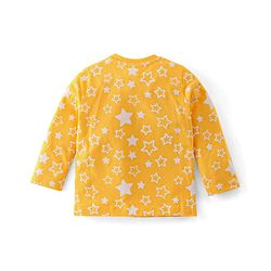 Babyhug Cotton Knit Full Sleeves Stars Printed Night Suit - Yellow
