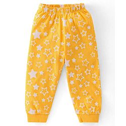 Babyhug Cotton Knit Full Sleeves Stars Printed Night Suit - Yellow