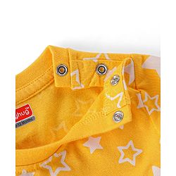 Babyhug Cotton Knit Full Sleeves Stars Printed Night Suit - Yellow