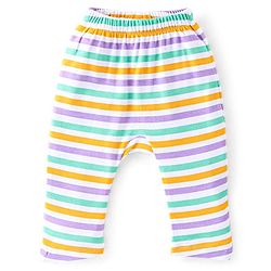 Babyhug Cotton Knit Full Length Diaper Pants Stripes & Dino Print Pack of 3 - Multicolour