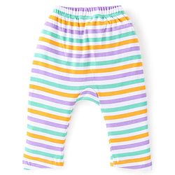 Babyhug Cotton Knit Full Length Diaper Pants Stripes & Dino Print Pack of 3 - Multicolour