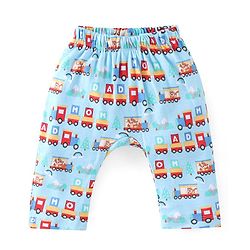 Babyhug Single Jersey Knit Full Length Diaper Legging Toy Train Print Pack Of 3 - Multicolor