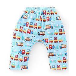 Babyhug Single Jersey Knit Full Length Diaper Legging Toy Train Print Pack Of 3 - Multicolor