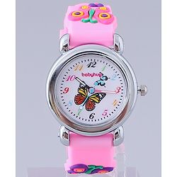 Babyhug Analog Watch with Bracelets & Butterfly Print- Multicolor