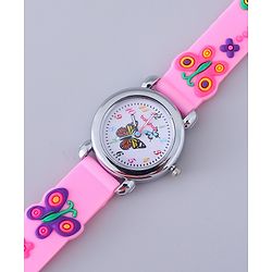Babyhug Analog Watch with Bracelets & Butterfly Print- Multicolor