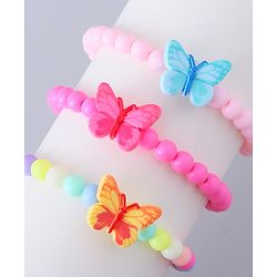 Babyhug Analog Watch with Bracelets & Butterfly Print - Multicolor