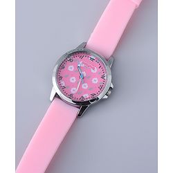 Babyhug Analog Watch with Bracelets & Floral Print- Pink