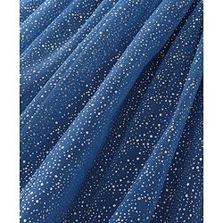 Babyhug Cotton Knit Half Sleeves Frock with Glitter Print & Sequin Detail - Navy Blue