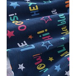 Babyhug 100% Cotton Knit Full Sleeves Hooded Frocks with Text Print - Navy Blue
