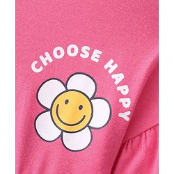 Babyhug 100% Cotton Full Sleeves Frock With Floral Print - Pink