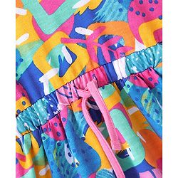 Babyhug 100% Cotton Knit Full Sleeves Winter Frock Abstract Print - Blue