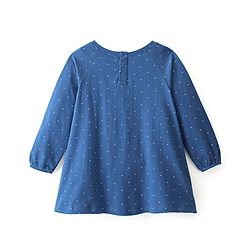 Babyhug 100% Cotton Full Sleeves Frock With Floral Print- Navy Blue