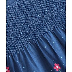 Babyhug 100% Cotton Full Sleeves Frock With Floral Print- Navy Blue