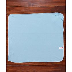 Babyhug Cotton Terry Knit Towel with Hood Bear Applique L 76.2 x B 76.2 cm - Blue