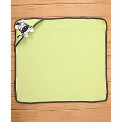 Babyhug Cotton Terry Knit Zebra Design Towel with Hood L 76 x B 76 cm - Green
