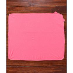 Babyhug Cotton Terry Knit Towel with Hood Face Applique L 76.2 x B 76.2 cm - Pink