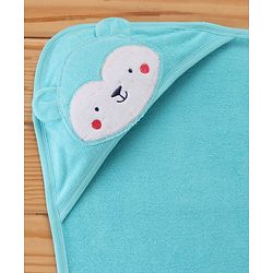 Babyhug Knit Terry Towel with Hood Animal Print L 76.2 X B 76.2 cm - Blue