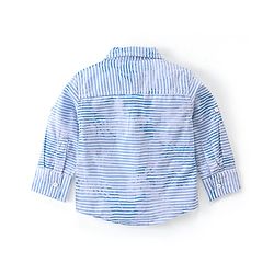 Babyhug Full Sleeves Jacquard Striped Shirt and Denim Jeans - Blue
