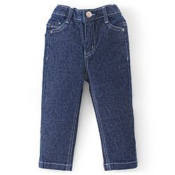 Babyhug Full Sleeves Jacquard Striped Shirt and Denim Jeans - Blue