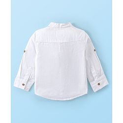 Babyhug 100% Cotton Slub Full Sleeves Shirt & Jeans With Solid Colour - White & Blue