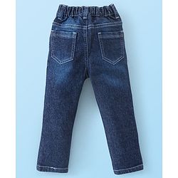 Babyhug 100% Cotton Slub Full Sleeves Shirt & Jeans With Solid Colour - White & Blue